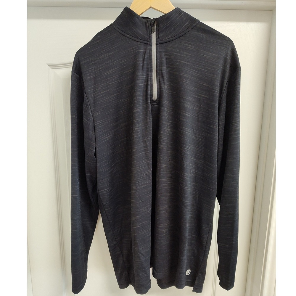 Solaris Mens XLT Black Space Dye Quarter Zip Pullover Performance Mock Neck Top